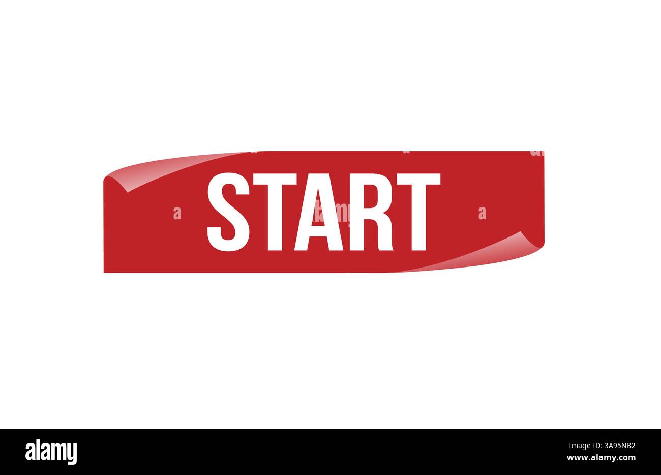 Commencer la bannière d'étiquette de ruban rouge. Ouvrir affiche disponible maintenant ou étiquette de début. Illustration de Vecteur