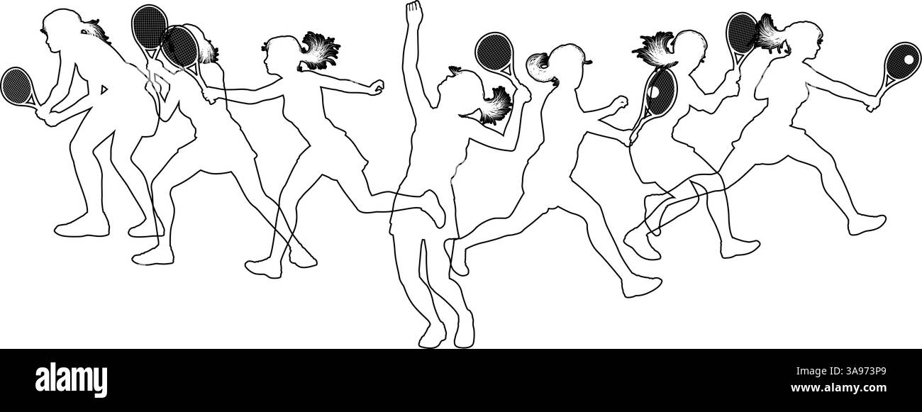 Silhouette tennis Players concept silhouettes Illustration de Vecteur