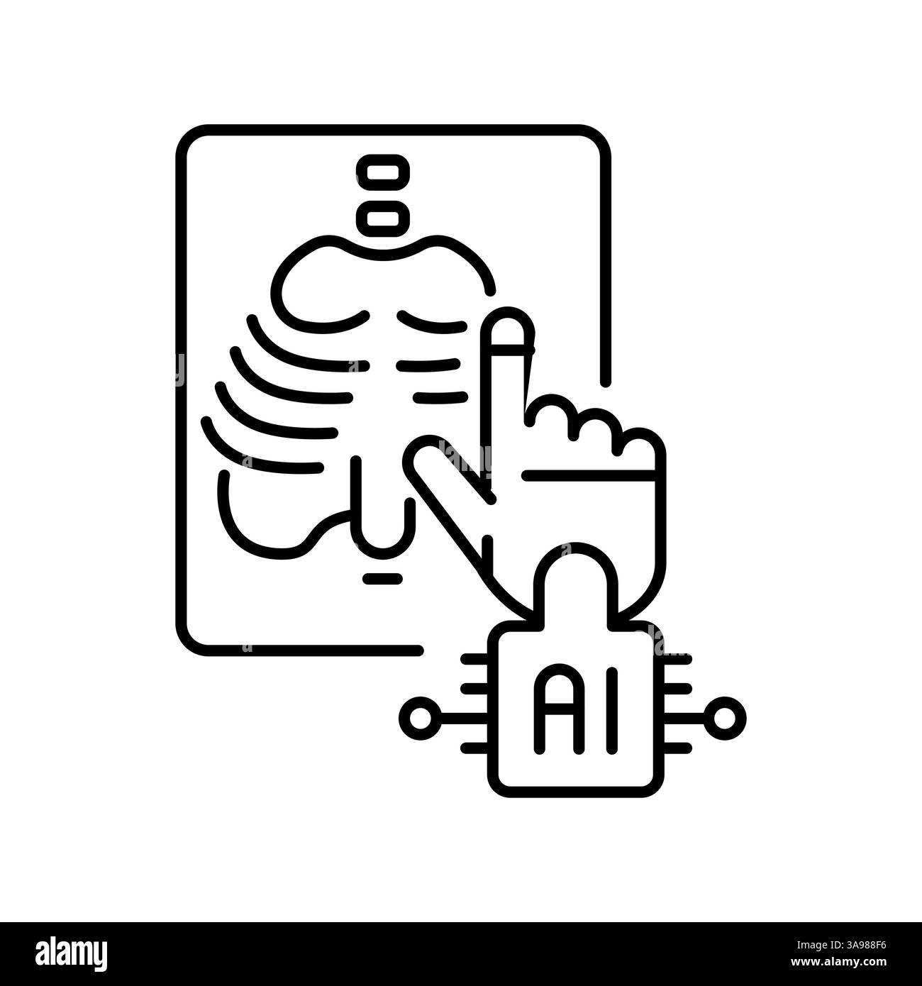 icône de ligne noire d'analyse d'image médicale pour les projets numériques et d'impression. Icônes nettes minimales pour les applications et les sites Web. Icônes simples modernes pour UI UX et b. Illustration de Vecteur
