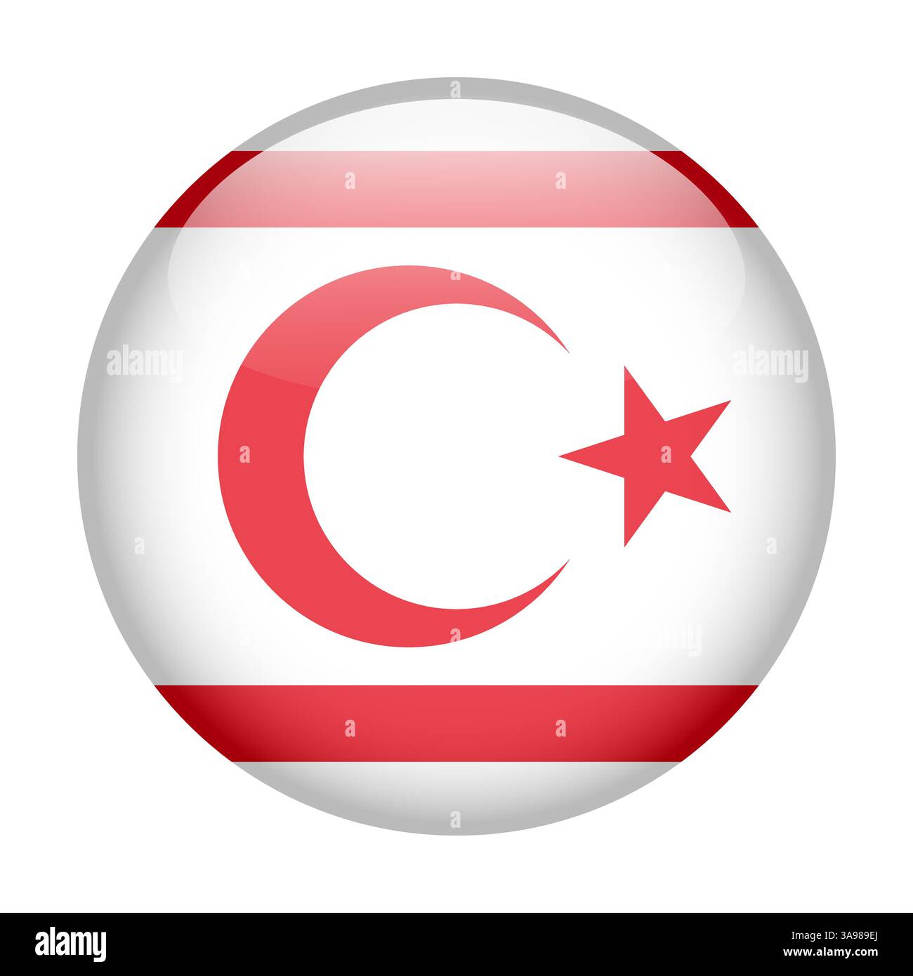 Drapeau de Chypre du Nord, bouton rond icône brillante Illustration de Vecteur