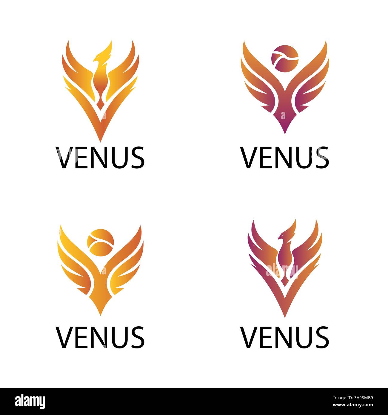 Variantes du logo venus | designs uniques inspirés de Phoenix pour les entreprises Illustration de Vecteur