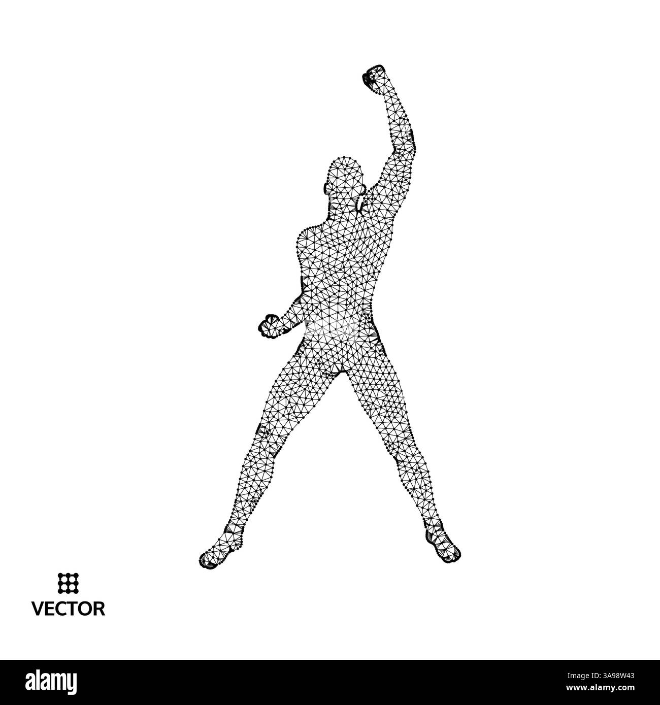Concept de leadership. L'article l'homme. Avec les bras vers le haut. Championnat de sport de Silhouette. Vector Illustration. Illustration de Vecteur