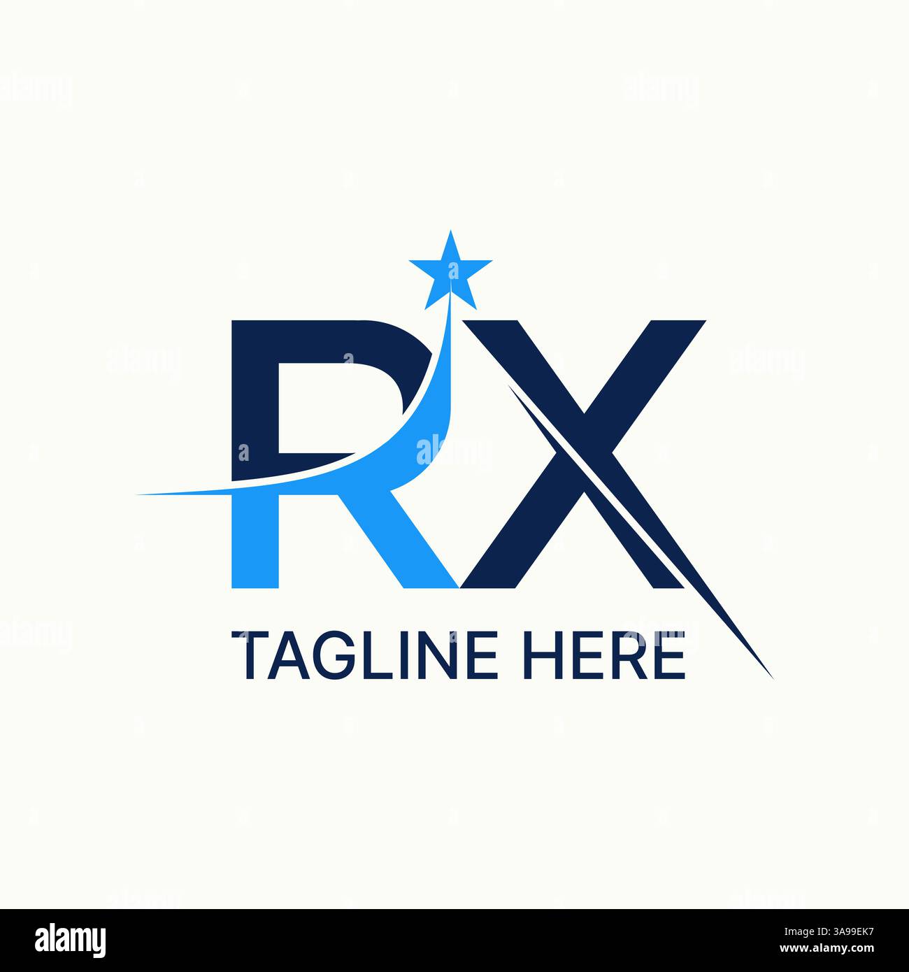 Conception de logo concept graphique créatif premium vecteur stock image top vendre texte mot RX sans serif police swoosh étoile flèche au groupe d'assurance typographie Illustration de Vecteur