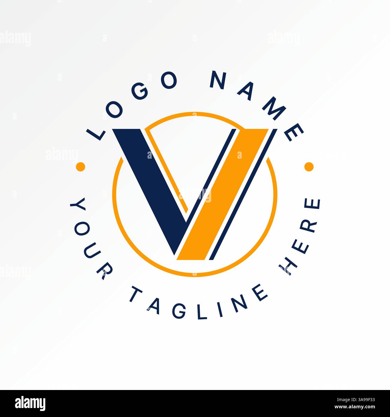 Conception de logo concept graphique créatif premium vecteur image stock top vendre initiale V sans serif police avec cercle de ligne de coupe à la maison de propriété monogramme Illustration de Vecteur