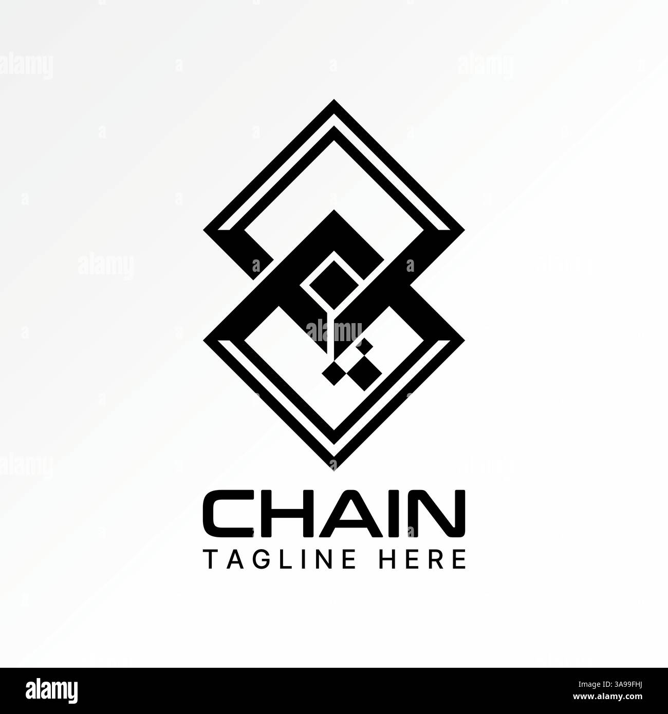 Conception de logo concept graphique créatif premium vecteur image stock top vendre Connetcted deux rectangulaires top down comme bloc chaîne mosaïque Tech amitié Illustration de Vecteur