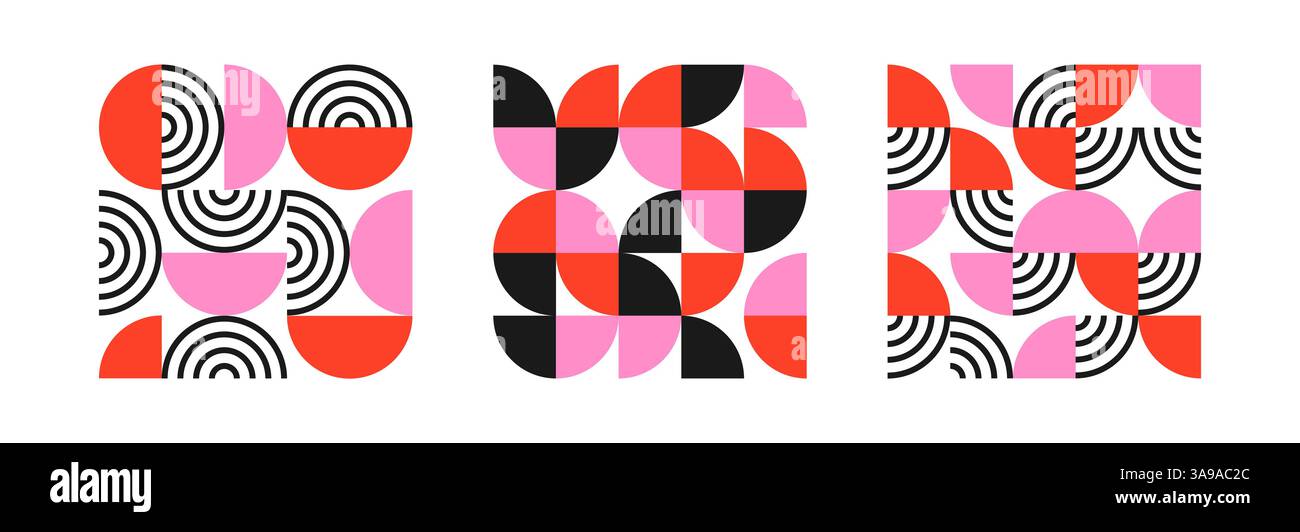 Ensemble d'affiche géométrique, modèle de formes bauhaus, collection abstraite bauhaus de fonds, affiche de conception de géométrie pour carte, invitati Illustration de Vecteur