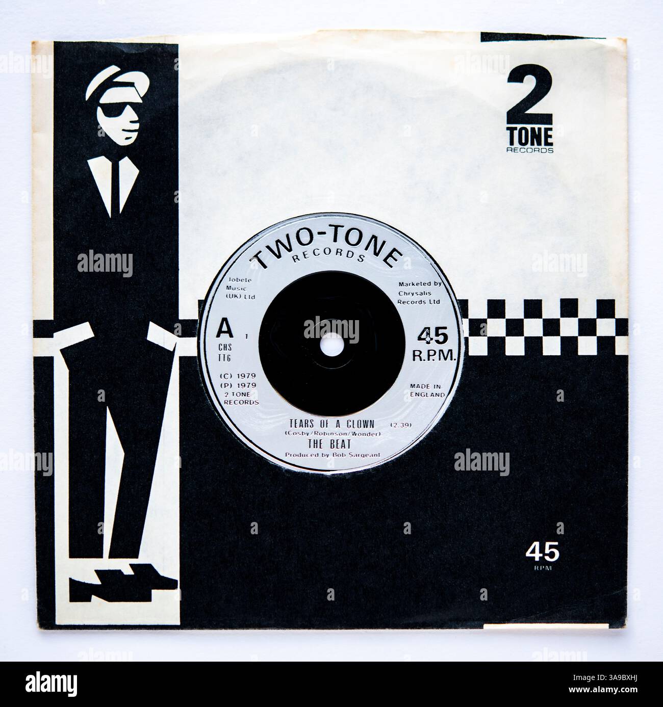 Pochette photo de la version single de sept pouces de Tears of a Clown de The Beat, qui est sortie en 1979 Banque D'Images