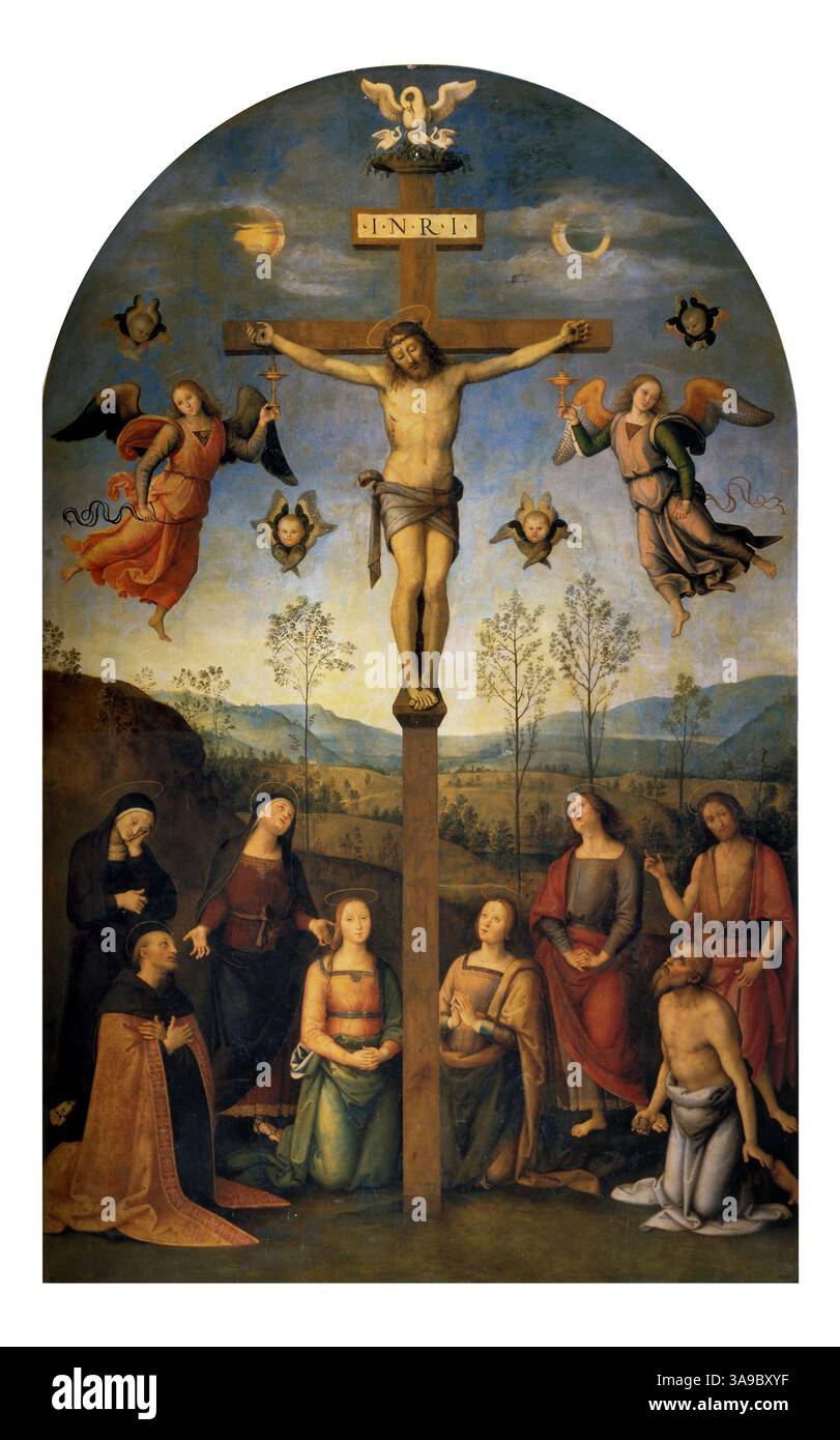 Le retable de Chigi est un retable de Pérugin, datant d'environ 1506-1507. Il est nommé d'après son commissaire Agostino Chigi, un banquier siennois, pour la chapelle de la famille Chigi dans l'église de Sant'Agostino à Sienne, où il est toujours accroché[1]. Banque D'Images