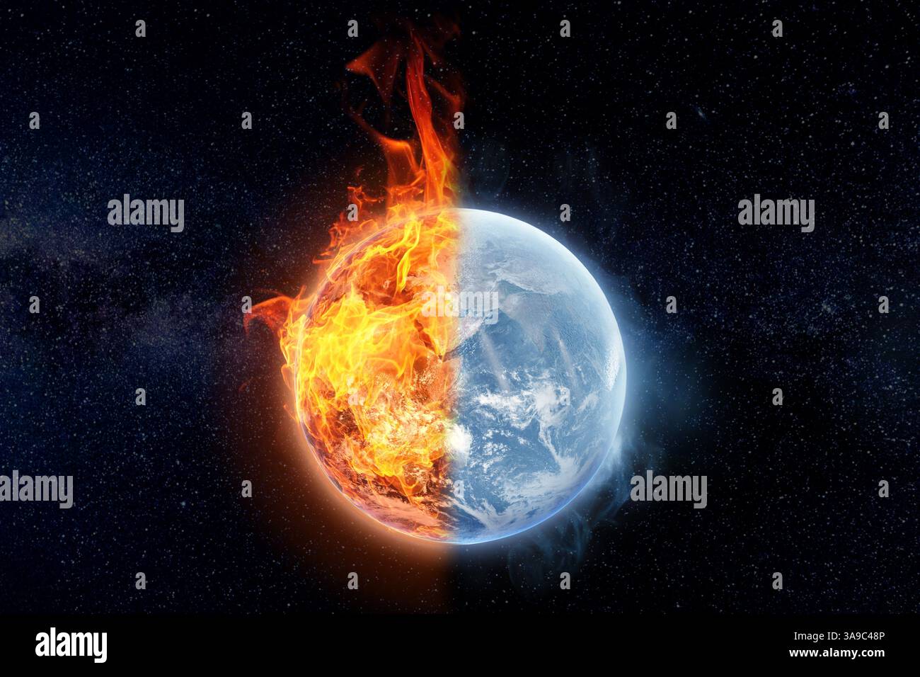 Réchauffement climatique, changement climatique El Nino et la Nina. Polar Vortex Crisis Weather concept d'effet de chaleur et de froid extrême. Élément de la NASA Banque D'Images