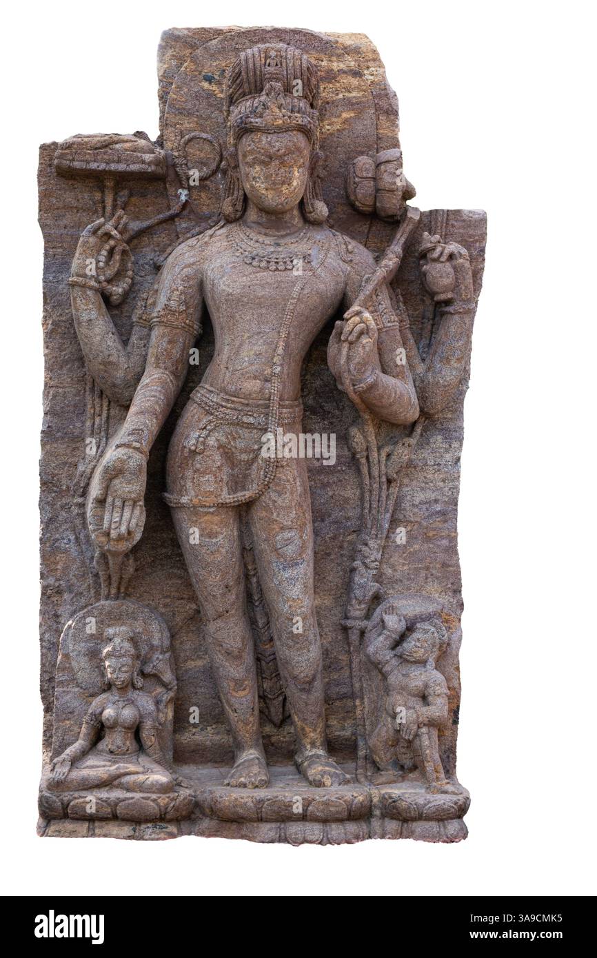 Une sculpture d'Avalokiteshvara Padmapani à l'entrée du musée Ratnagiri ASI à Jajpur, Odisha, Inde. Ratnagiri (colline de bijoux) est t Banque D'Images Une sculpture d'Avalokiteshvara Padmapani à l'entrée du musée Ratnagiri ASI à Jajpur, Odisha, Inde. Ratnagiri (colline de bijoux) est t Banque D'Images