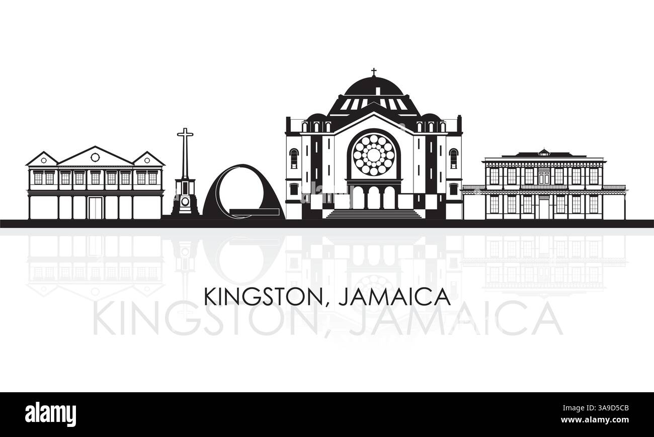 Silhouette Skyline panorama de la ville de Kingston, Jamaïque - illustration vectorielle Illustration de Vecteur