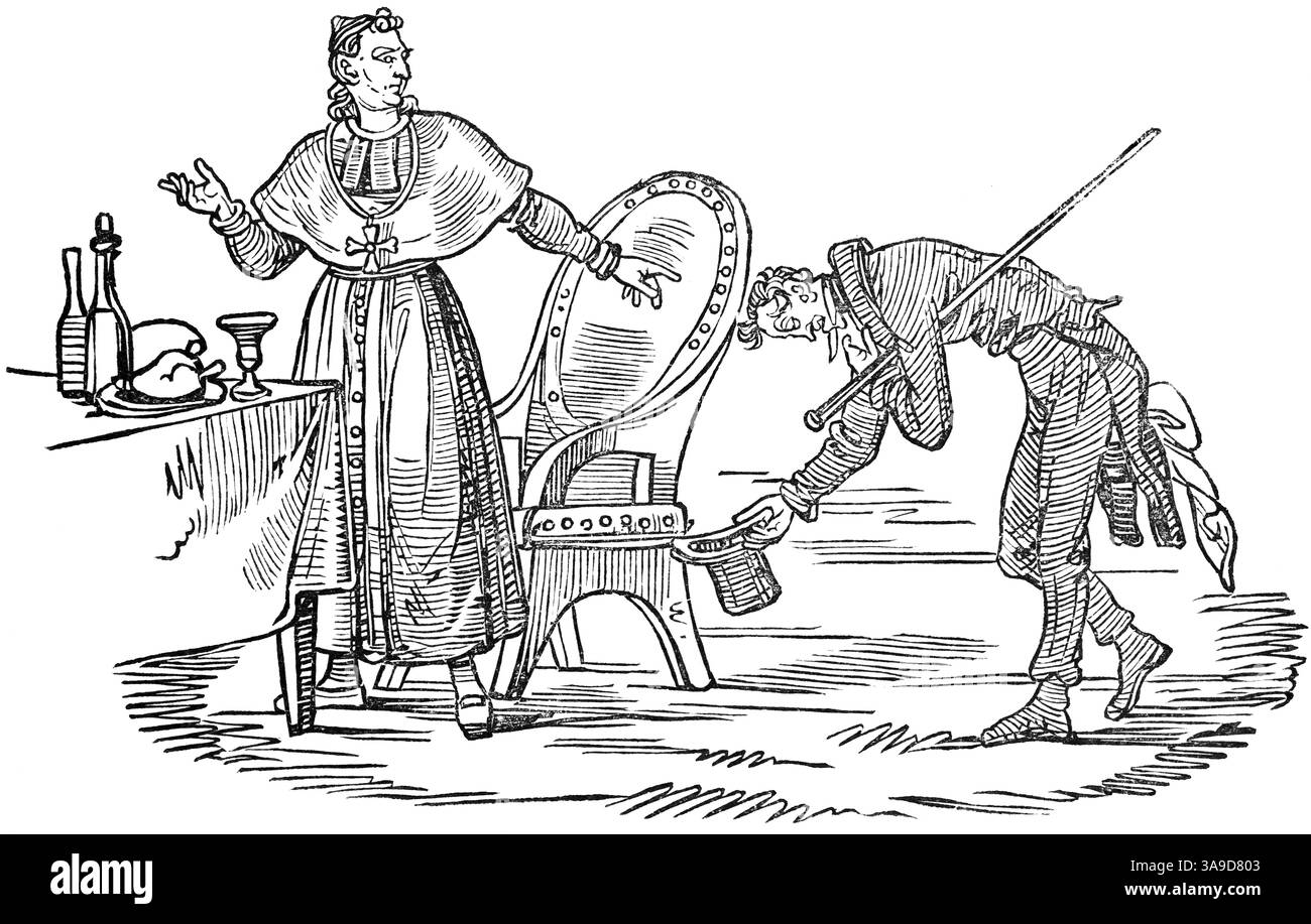 Le prêtre obséquieux Thaddeus s'excuse auprès du nonce papal pour un discours hérétique sur le champ de bataille de Sempach, Catholicisme de Lucerne, ville de Lucer Banque D'Images