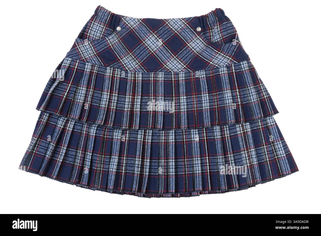 Plaid jupe féminine isolée sur fond blanc Banque D'Images