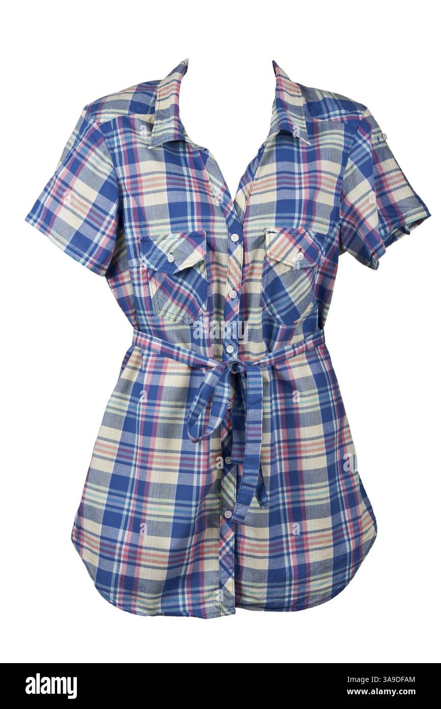 Chemise à carreaux femme manikene en vrac sur un fond blanc Banque D'Images