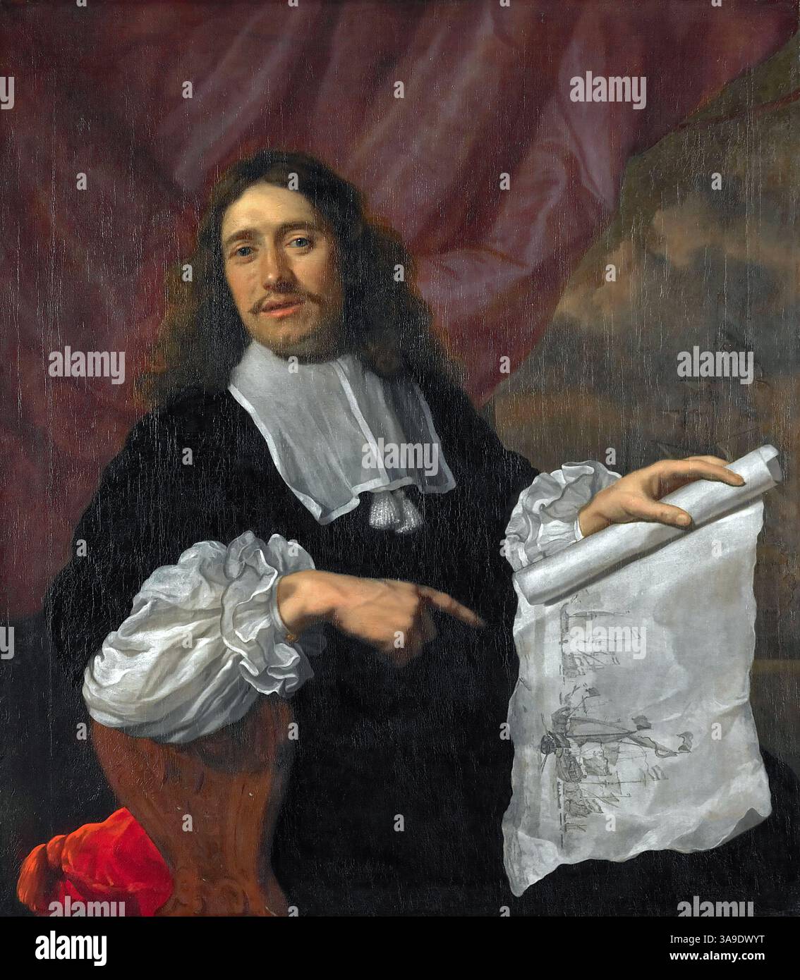 Willem van de Velde II (1633-1707) Willem van de Velde le jeune peintre néerlandais. Tableau de Lodewijk van der Helst Banque D'Images
