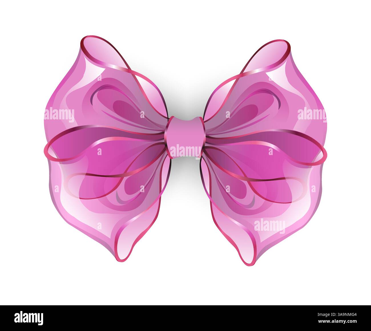 Rose, arc dessiné artistiquement fait de tissu délicat en mousseline sur fond blanc. Arc rose. Illustration de Vecteur