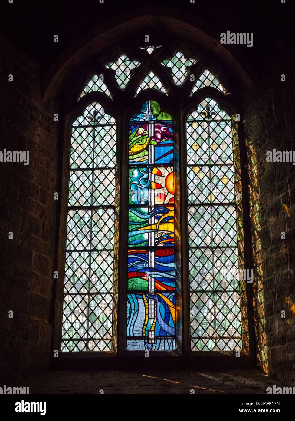 Vitrail commémoratif à Caroline Chisholm (1808-1877), église St Sepulchre, Northampton, Royaume-Uni Banque D'Images