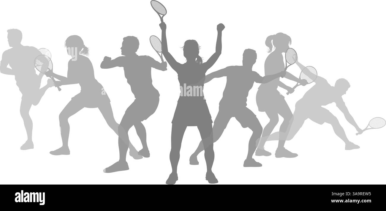 Silhouette tennis Players concept silhouettes Illustration de Vecteur