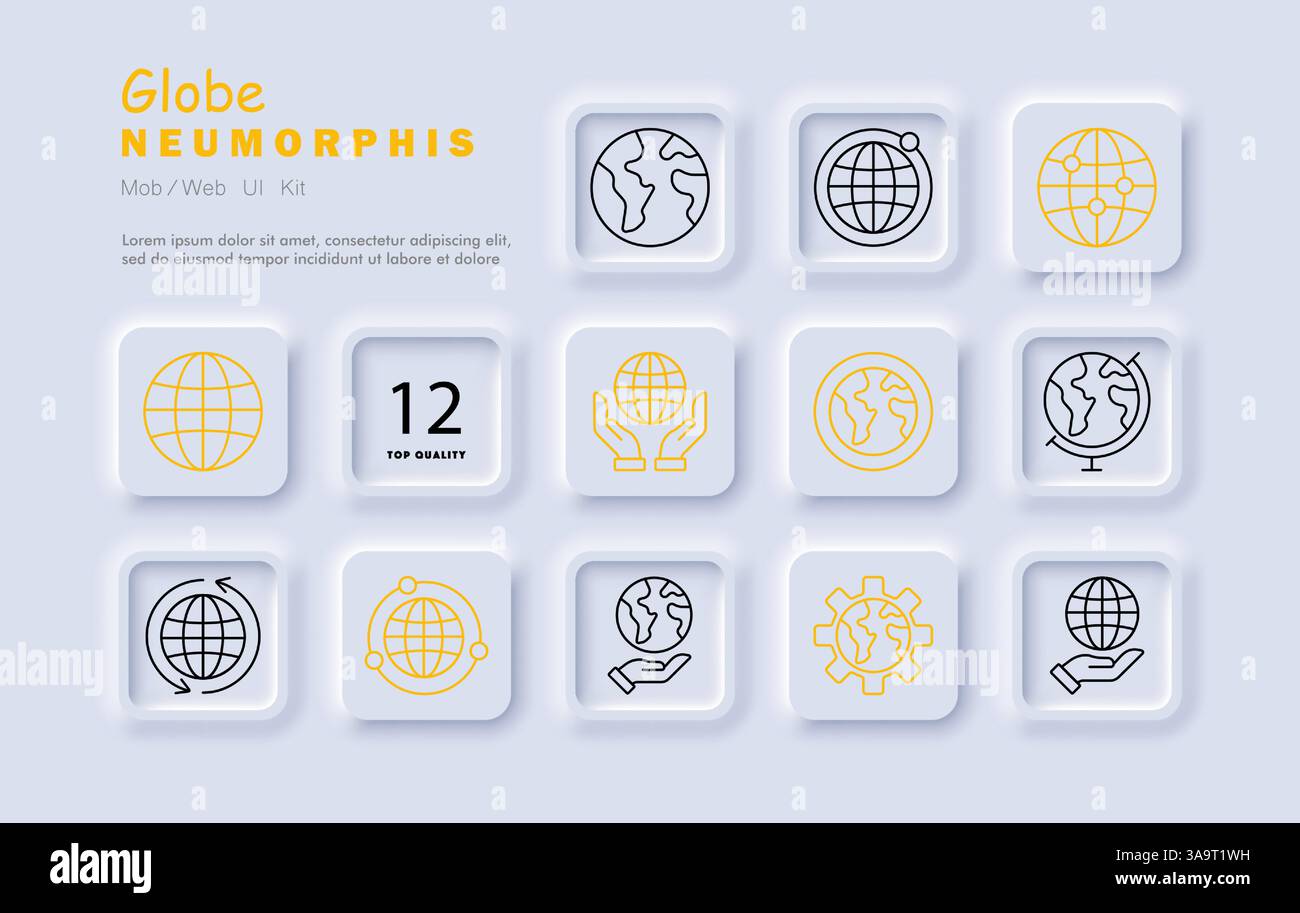 Icône globe terrestre. Terre, carte globale, internet, géographie, orbite, connexion, paramètres, support, technologie, réseau, eco world, planet care, planetary s Illustration de Vecteur