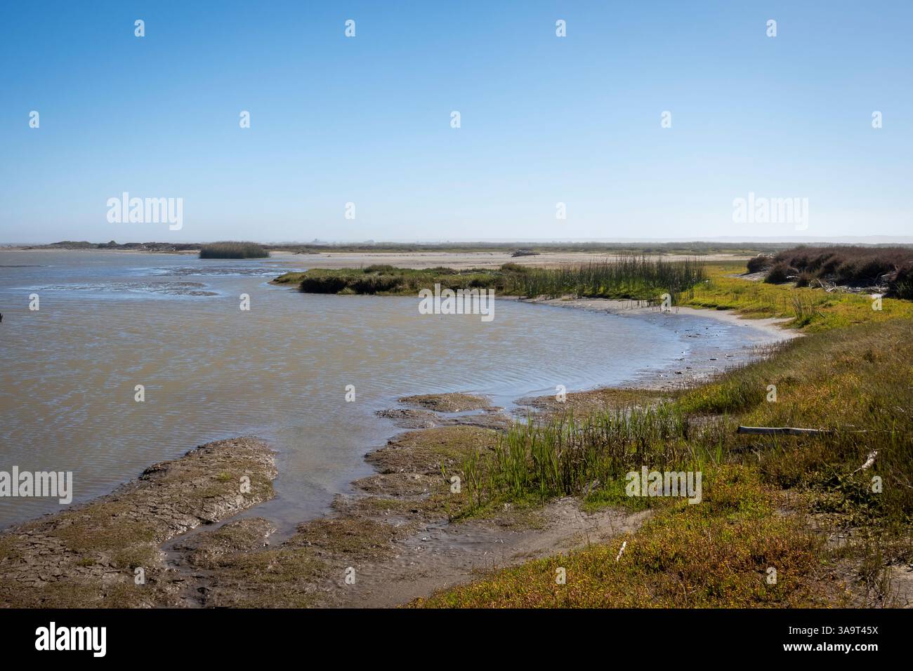 L'embouchure de la rivière Orange à Alexander Bay. Cap Nord. Afrique du Sud. Banque D'Images