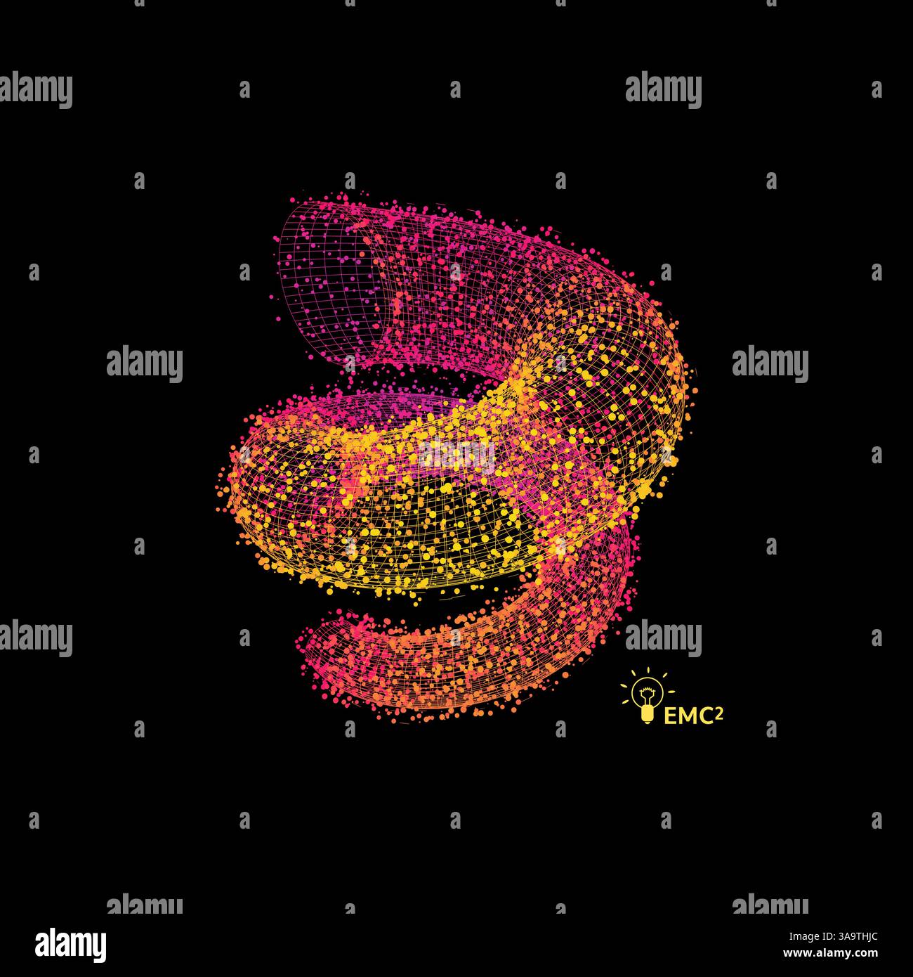 Spirale. 3D de vecteur d'objets de fer. Illustration avec lignes et points. Résumé de la conception de la grille. La structure de connexion. Style de la technologie. Illustration de Vecteur