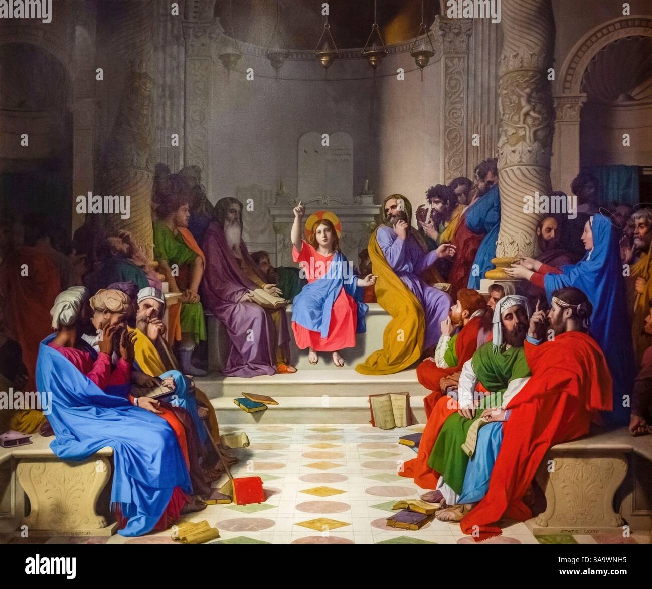 Jean-Auguste-Dominique Ingres, Jésus parmi les médecins, peinture à l'huile sur toile, 1804 Banque D'Images Jean-Auguste-Dominique Ingres, Jésus parmi les médecins, peinture à l'huile sur toile, 1804 Banque D'Images