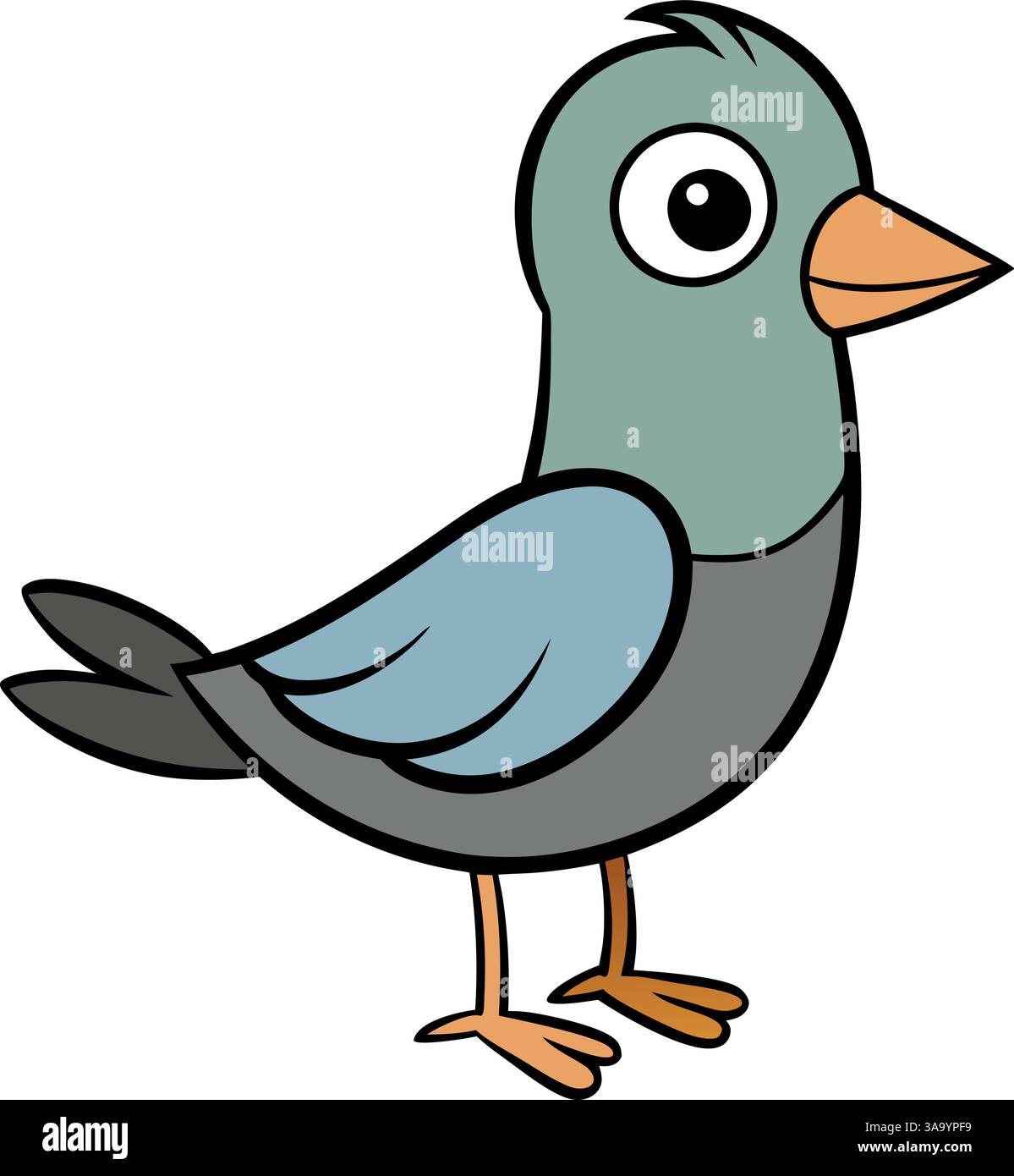 Illustration vectorielle d'oiseau pigeon de dessin animé mignon. Illustration de Vecteur