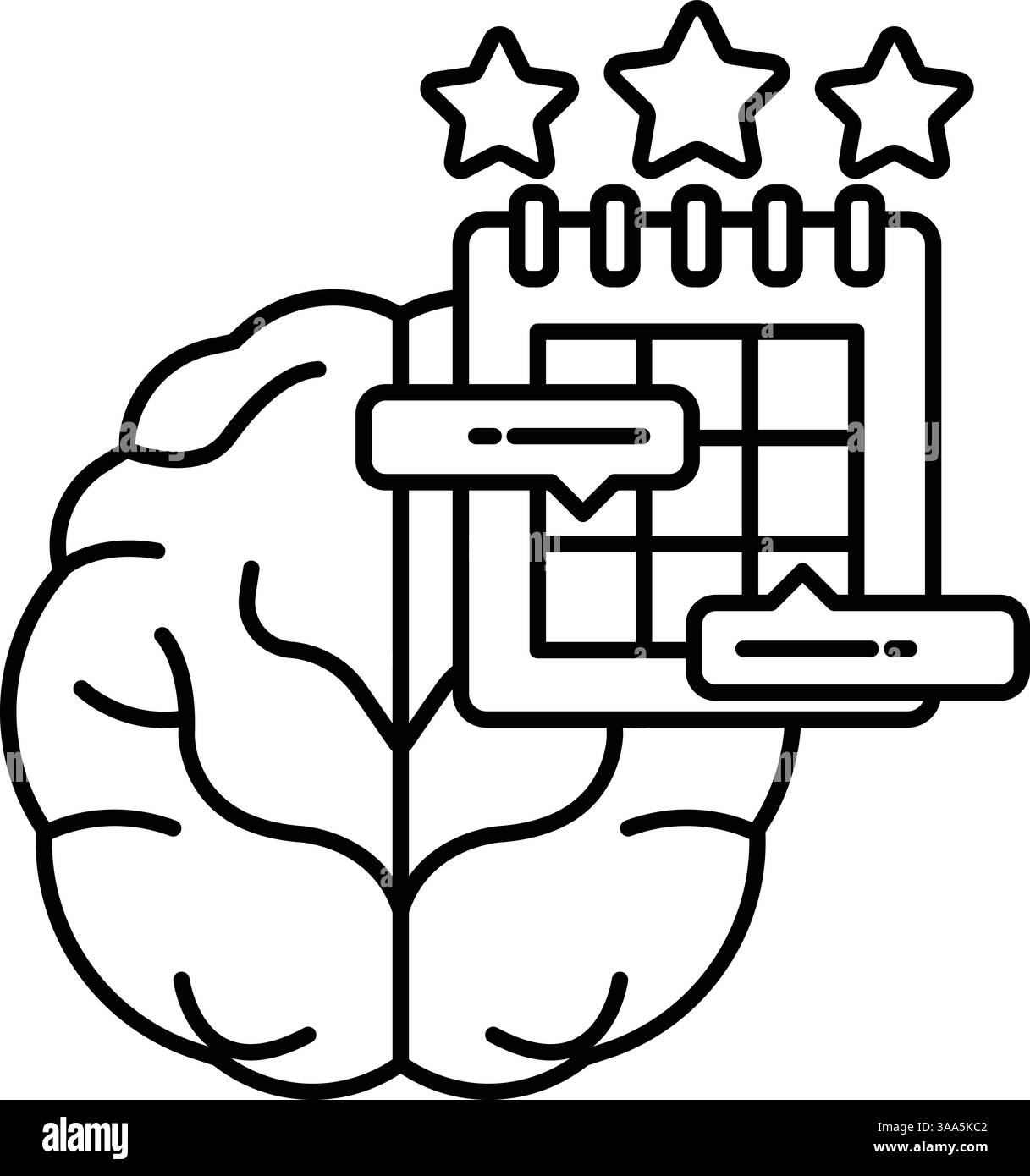 Un cerveau avec un calendrier dessus Illustration de Vecteur