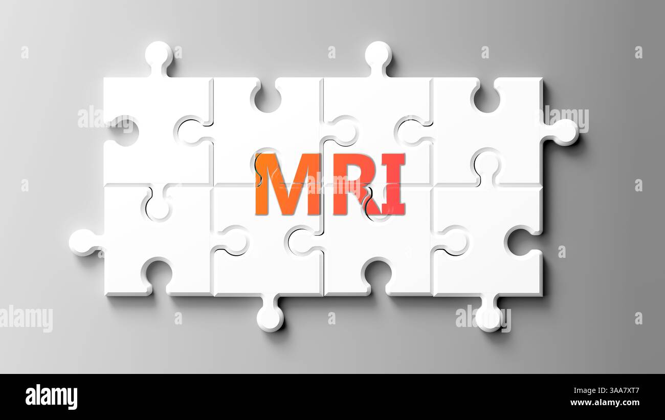 L'IRM en tant que sujet complexe, lié à des sujets importants se propageant comme un nuage de mots. Banque D'Images