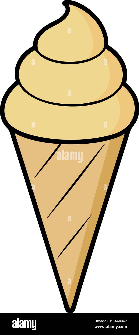 Illustration de cône de crème glacée à la vanille. Illustration de Vecteur