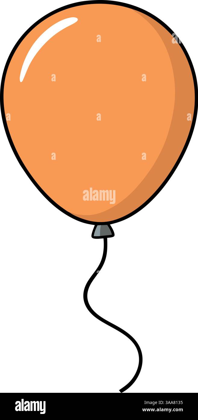 Illustration de dessin animé de ballon orange flottant. Illustration de Vecteur