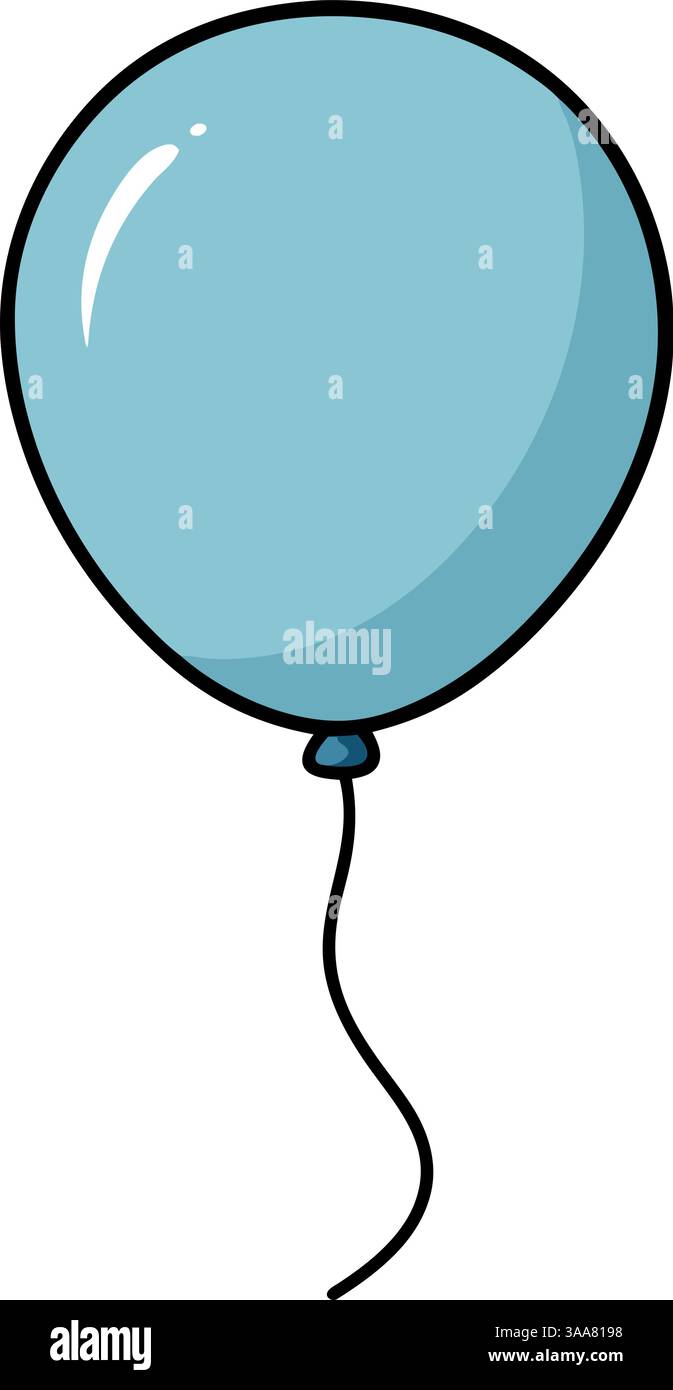 Illustration de dessin animé de ballon bleu flottant. Illustration de Vecteur