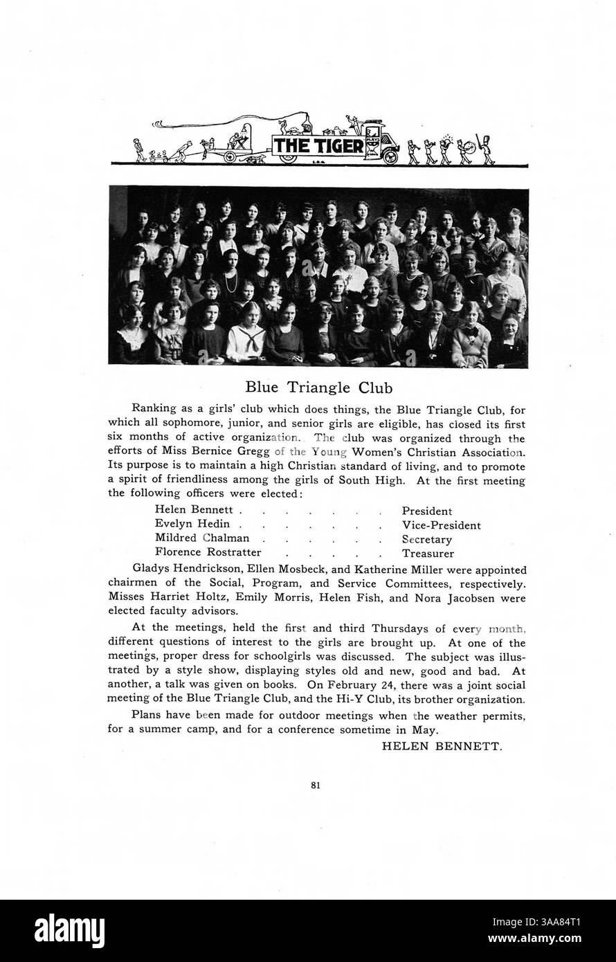 Le South High Yearbook 1920 préserve les expériences des étudiants et des professeurs au cours de l'année scolaire 1919-1920/09. Avec des photos et des descriptions d'équipes sportives, d'organisations étudiantes et de membres du corps professoral, il fournit des informations précieuses sur la vie scolaire, la dynamique sociale et la communauté afro-américaine de l'époque. Banque D'Images