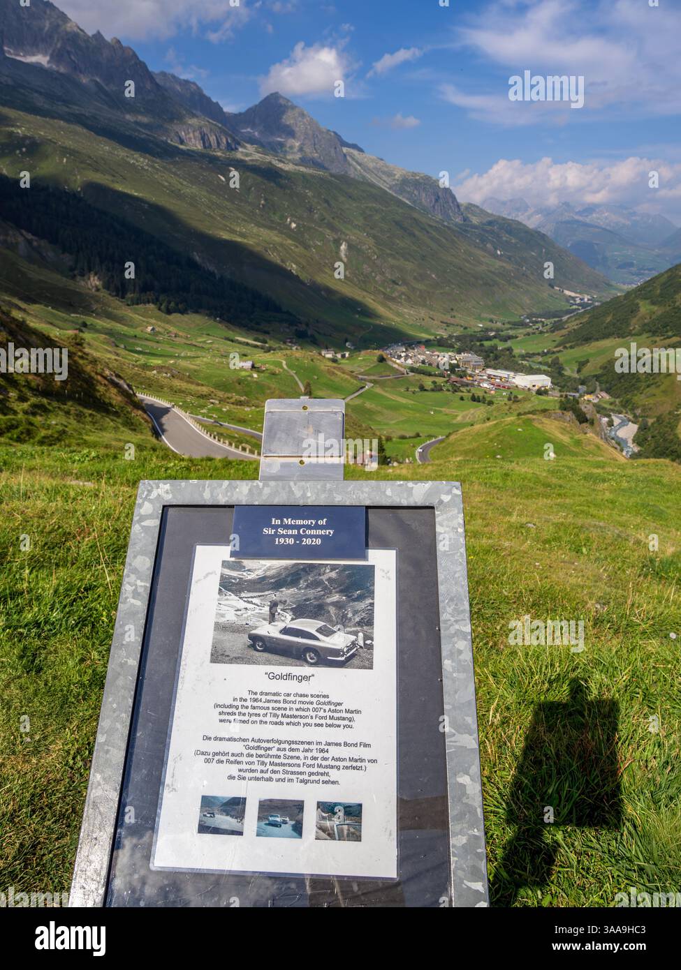 Realp, Suisse - 22 août 2024 : lieu de tournage du film Goldfinger de James Bond, avec Sean Connery. Banque D'Images