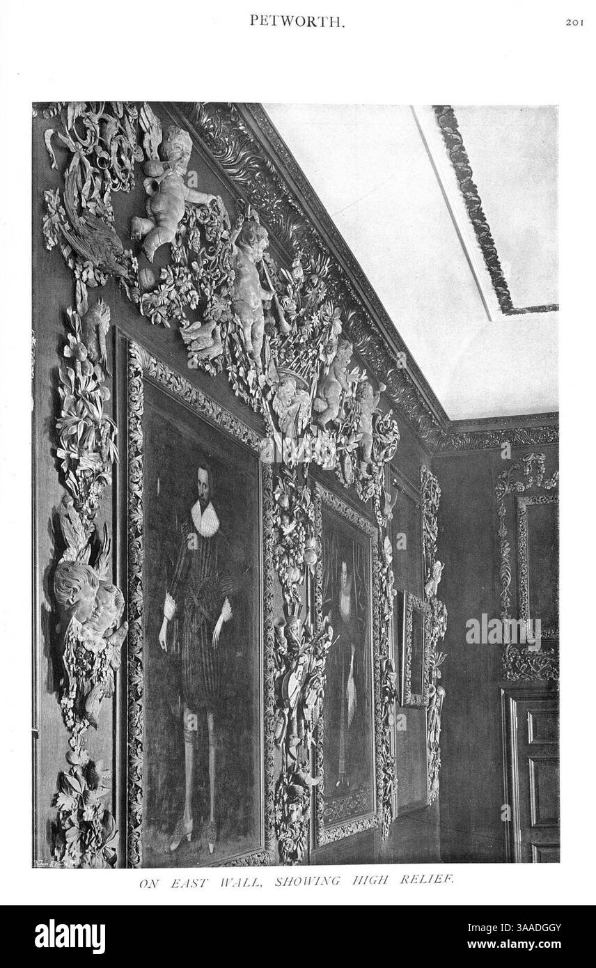 En anglais Homes vol 3 Petworth House Sussex sur le mur est montrant haut-relief 31295005735708 0228. Banque D'Images