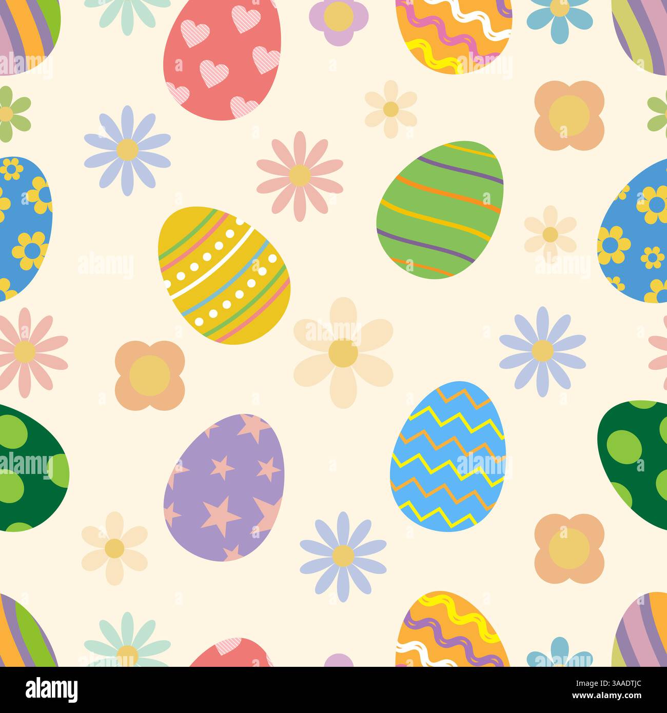 Motif de pâques sans couture avec des fleurs et des œufs Illustration de Vecteur