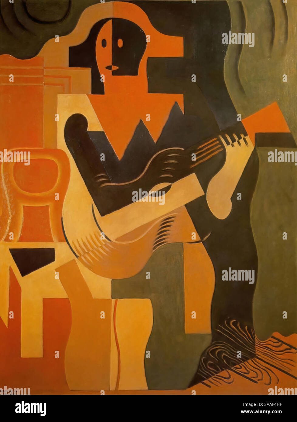 Arlequin avec guitare, 1919 (peinture) de gris, Juan (1887-1927) Espagnol Illustration de Vecteur