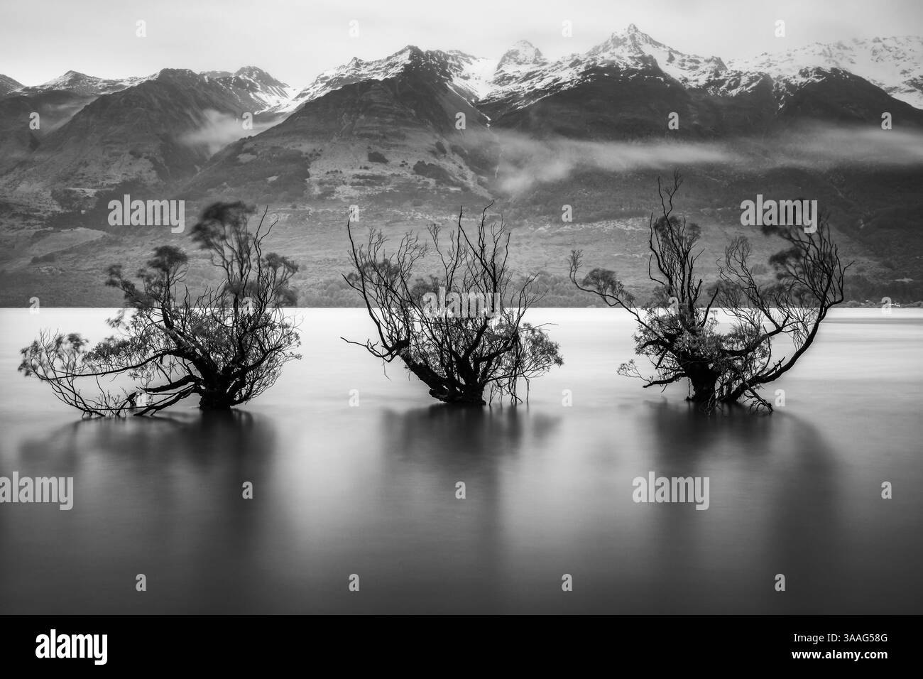 La célèbre jetée de Glenorchy au coucher du soleil en Nouvelle-Zélande Banque D'Images