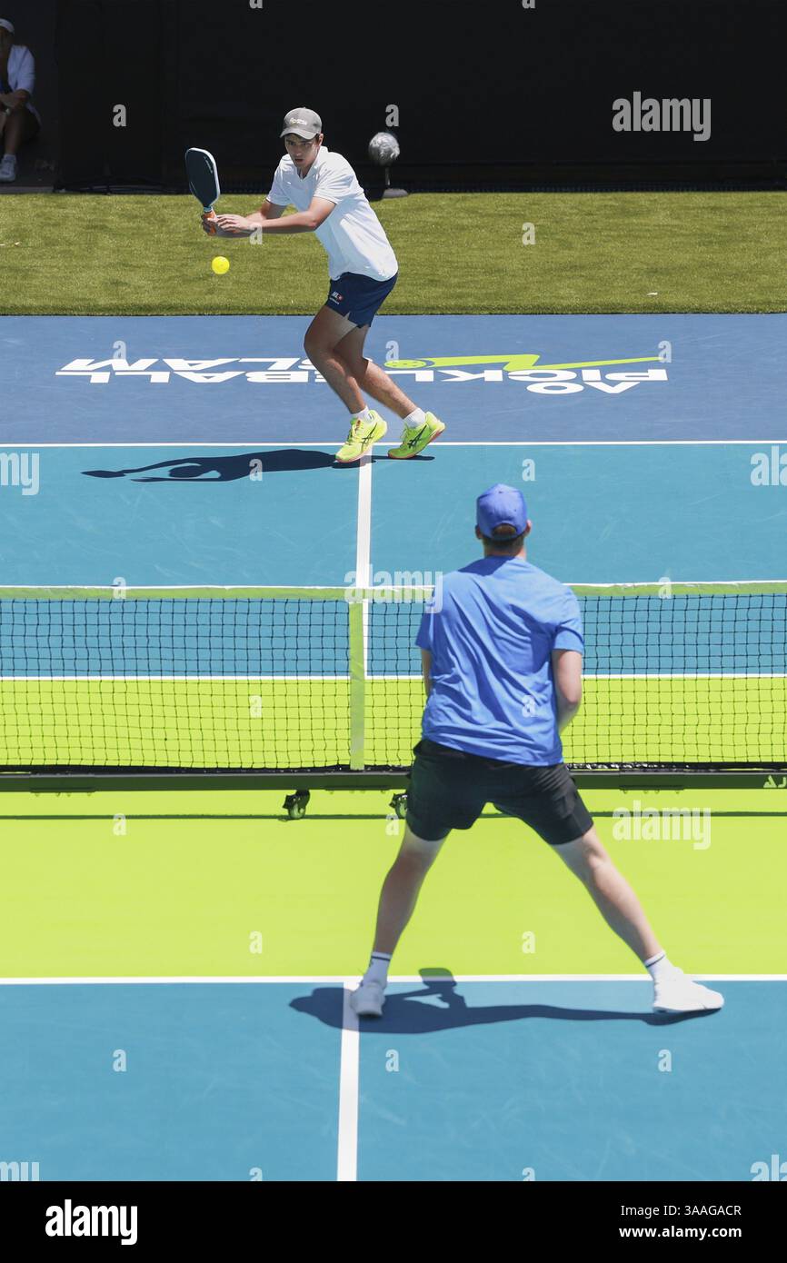 AO Pickleball Slam Tounament joué à l'Australian Open 2025, Melbourne Park, Melbourne, Victoria, Australie, Océanie Banque D'Images