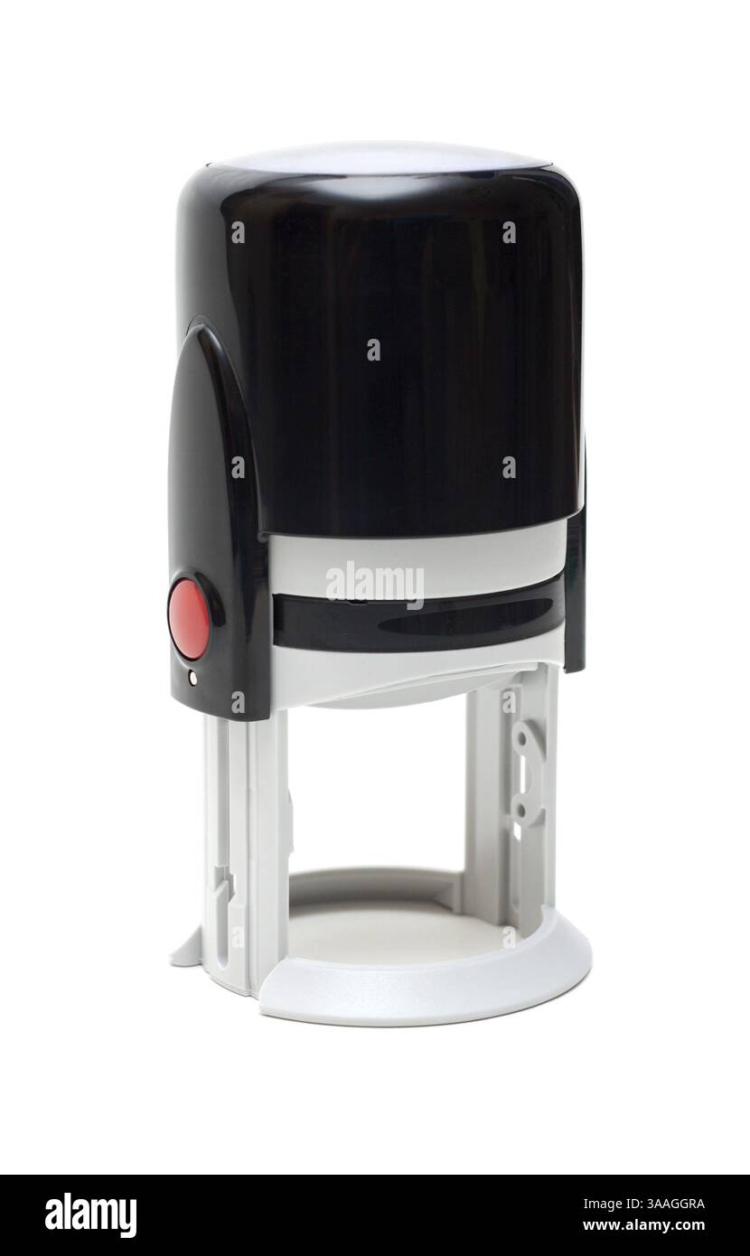 Joint automatique avec bouton rouge sur fond blanc Banque D'Images