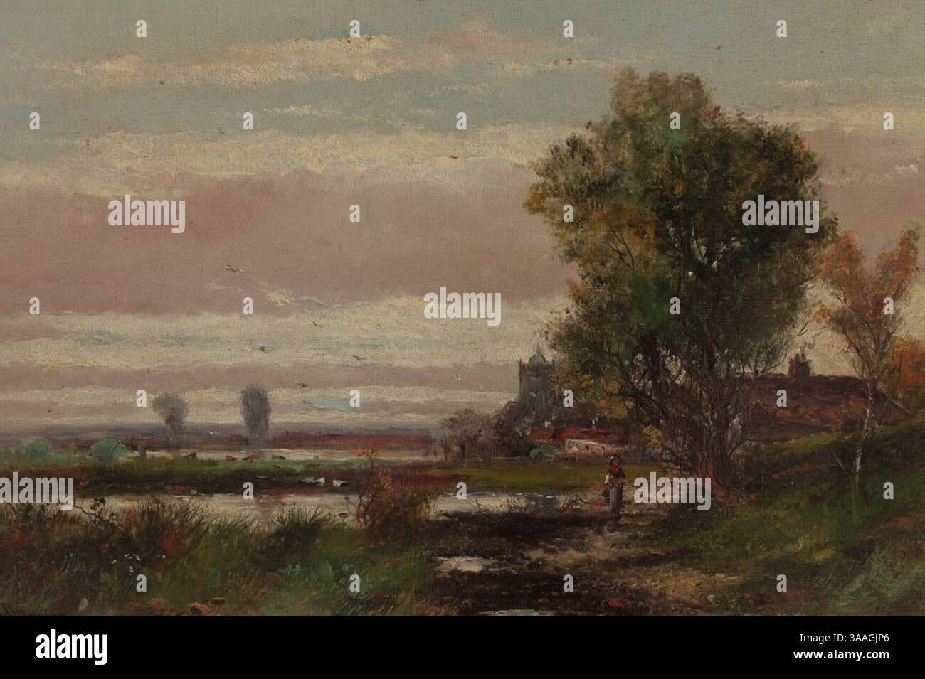 Peinture de paysage par Abraham Hulk le jeune (britannique, 1851-1922). Banque D'Images