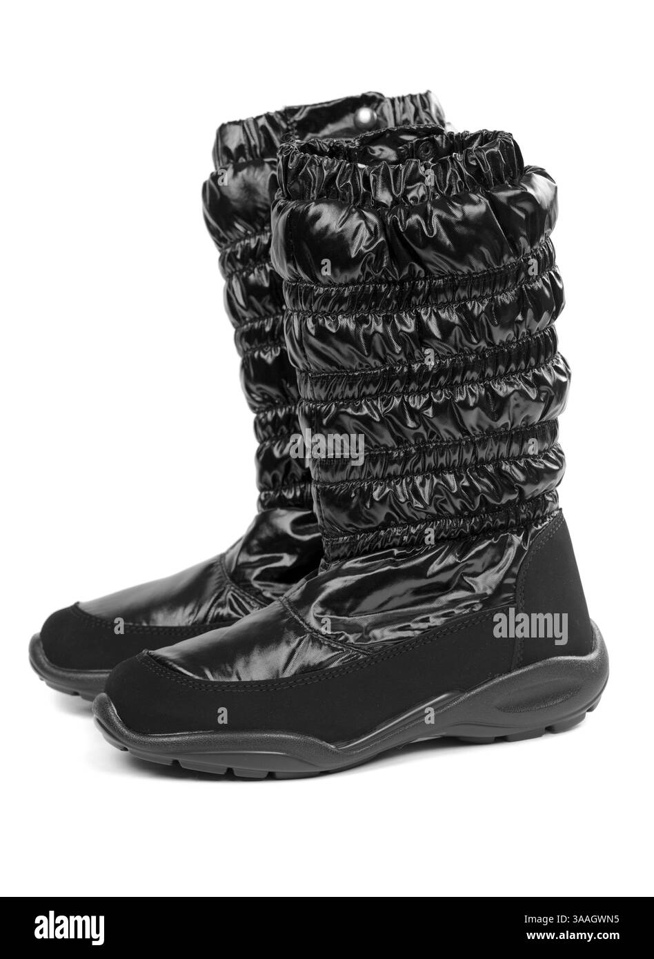 Bottes hiver femme isolé sur fond blanc Banque D'Images