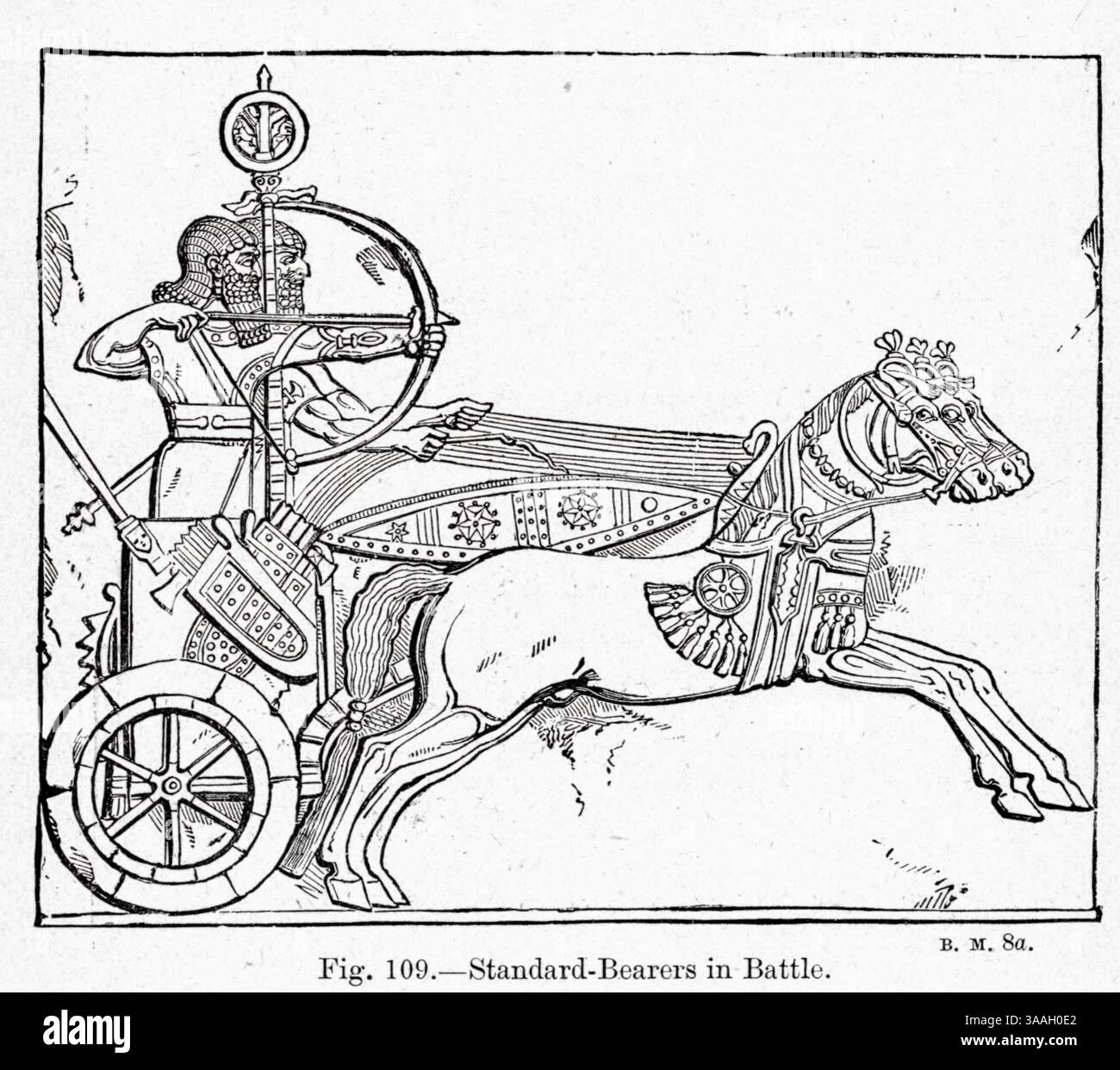 Porte-étendards au combat. Du livre gravé dans la roche : ou, l'exactitude historique de la Bible confirmée par référence aux monuments assyriens et égyptiens au British Museum et ailleurs par Kinns, Samuel, 1826-1903 date de publication 1891 Banque D'Images