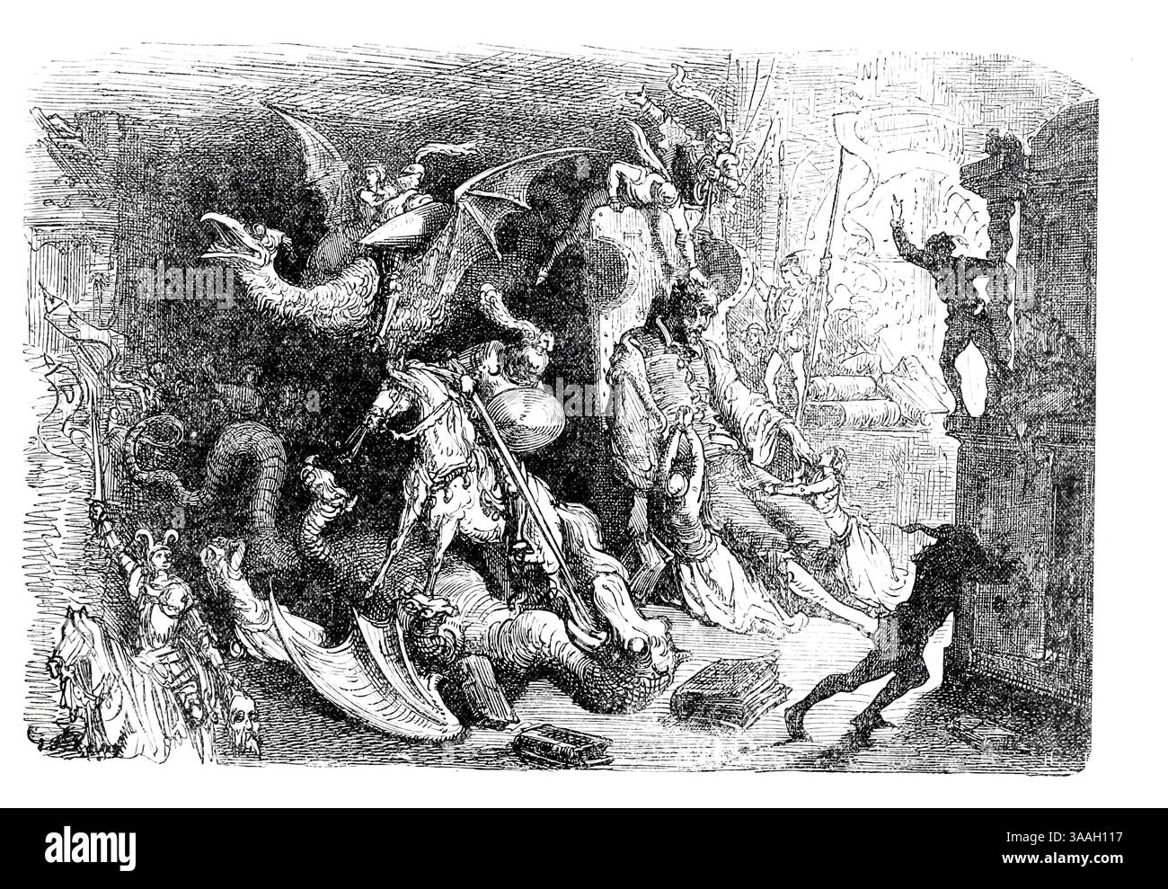 LA QUALITÉ ET LE MODE DE VIE DU CÉLÈBRE DON QUICHOTTE DE LA MANCHE illustré par Gostave Dore à partir du livre ' L'histoire de Don Quichotte ' de Cervantes Saavedra, Miguel de, 1547-1616, Doré, Gustave, 1832-1883, date de publication 1900 Éditeur New York : Hogarth Press Banque D'Images