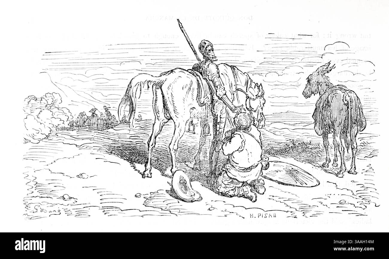 CHAPITRE X. QU'EST-CE QUI EST ARRIVÉ PLUS LOIN DON QUICHOTTE AVEC LE BISGAYAN ; ET DU DANGER QU'IL COURAIT PARMI UNE PARCELLE DE YANGUESIANS. Illustré par Gostave Dore à partir de la première partie du livre ' L'histoire de Don Quichotte ' de Cervantes Saavedra, Miguel de, 1547-1616, Doré, Gustave, 1832-1883, date de publication 1900 Éditeur New York : Hogarth Press Banque D'Images