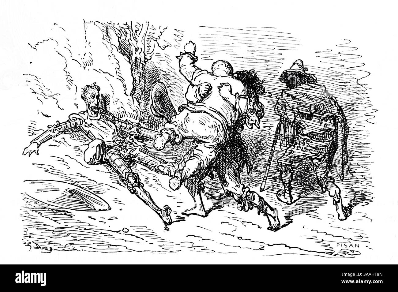 Fin du CHAPITRE XXIII illustré par Gostave Dore à partir de la première partie du livre ' L'histoire de Don Quichotte ' de Cervantes Saavedra, Miguel de, 1547-1616, Doré, Gustave, 1832-1883, date de publication 1900 Éditeur New York : Hogarth Press Banque D'Images