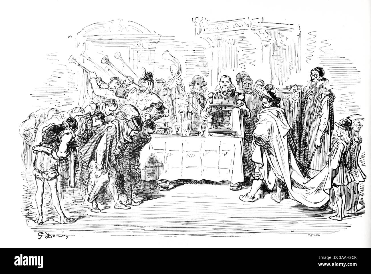 CHAPITRE XLVII. UN AUTRE COMPTE RENDU DU COMPORTEMENT DE SANCHO PANZA DANS SON GOUVERNEMENT. Illustré par Gostave Dore de la deuxième partie du livre ' L'histoire de Don Quichotte ' par Cervantes Saavedra, Miguel de, 1547-1616, Doré, Gustave, 1832-1883, date de publication 1900 Éditeur New York : Hogarth Press Banque D'Images