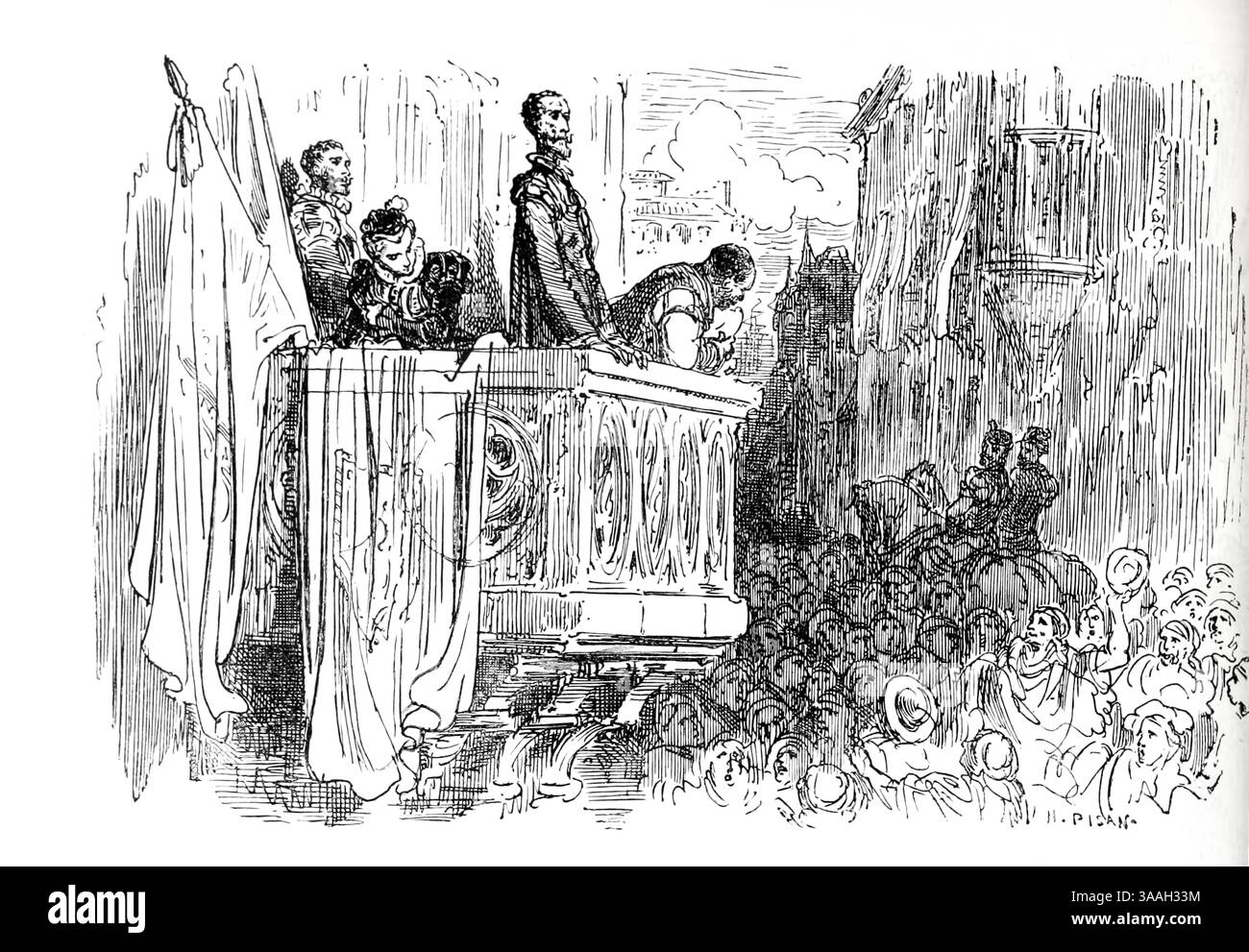 CHAPITRE LXII. L'AVENTURE DE LA TÊTE ENCHANTÉE, AVEC D'AUTRES IMPERTINENCES À NE PAS OMETTRE. Illustré par Gostave Dore de la deuxième partie du livre ' L'histoire de Don Quichotte ' par Cervantes Saavedra, Miguel de, 1547-1616, Doré, Gustave, 1832-1883, date de publication 1900 Éditeur New York : Hogarth Press Banque D'Images