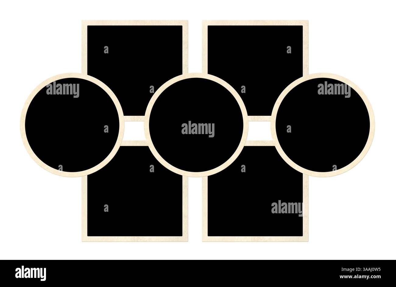 Collage de modèle avec sept photos de cadre rétro. Grille d'album d'images de moodboard pour scrapbooking. Tableau d'humeur de style vintage. Isolé sur bac blanc Banque D'Images