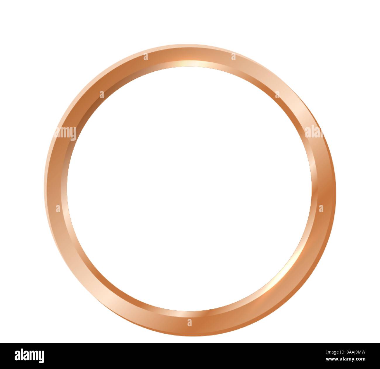 Un cadre circulaire en bronze métallique avec une finition brillante, symbolisant les récompenses de troisième place, la reconnaissance et le design élégant. Idéal pour le branding et Illustration de Vecteur